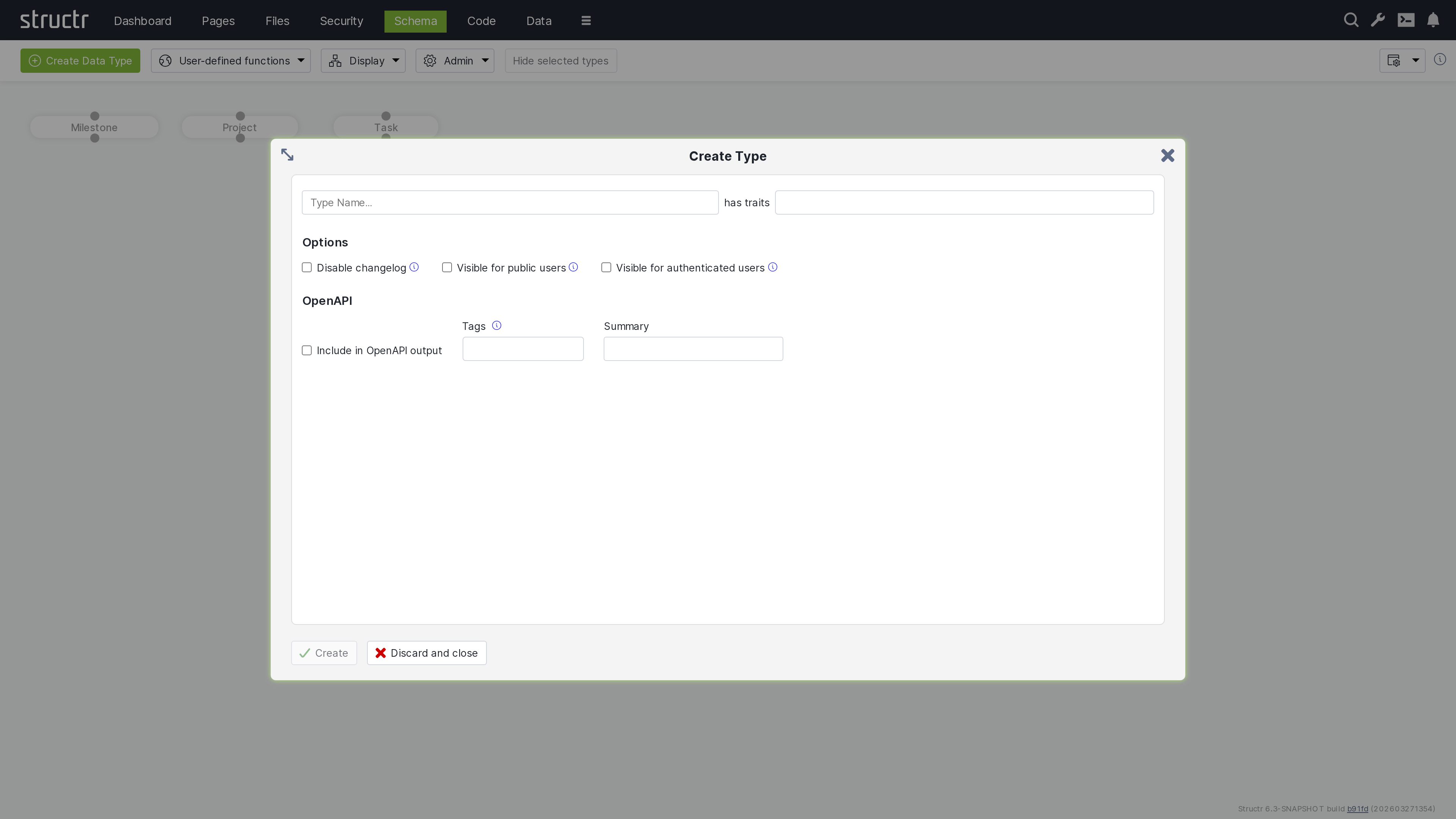The Create Type Dialog
